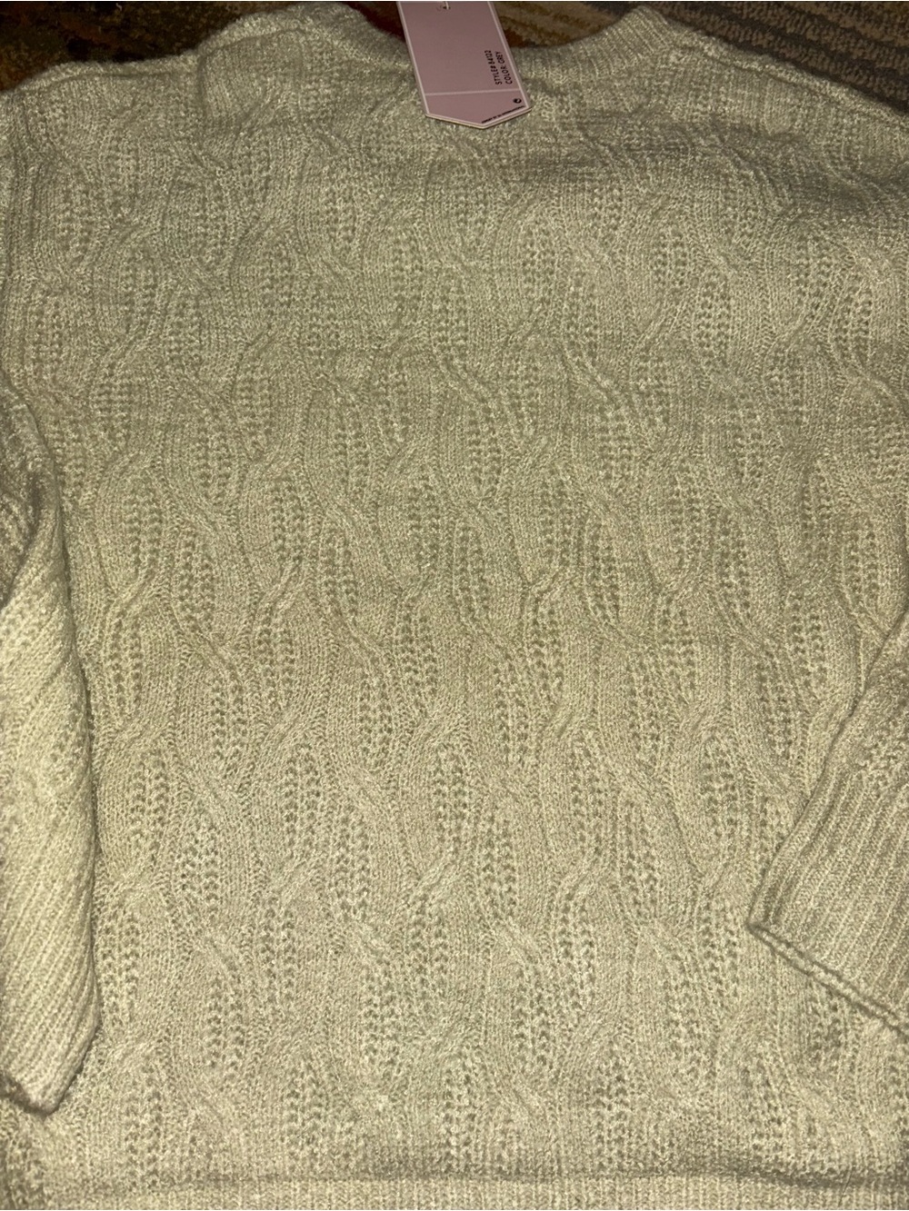 Ashley By 26 International Mint Green Cable Knit Crewneck Sweater - Picture 4 of 4